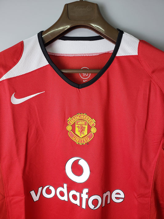 Camiseta Manchester United Local 2005 Hombre (Retro) Manga Larga - Versión Hincha