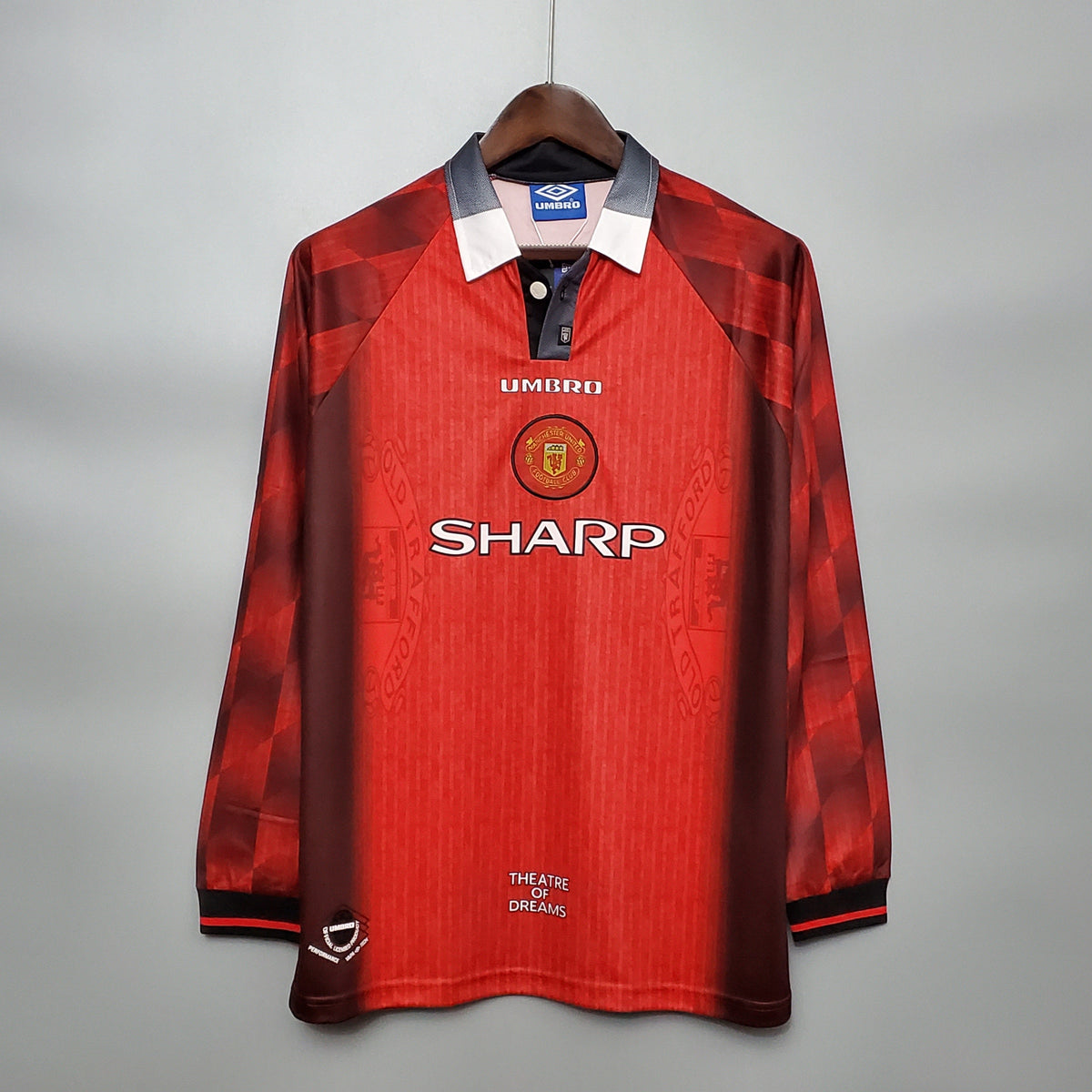 Camiseta Manchester United Local 1996 Hombre (Retro) Manga Larga - Versión Hincha