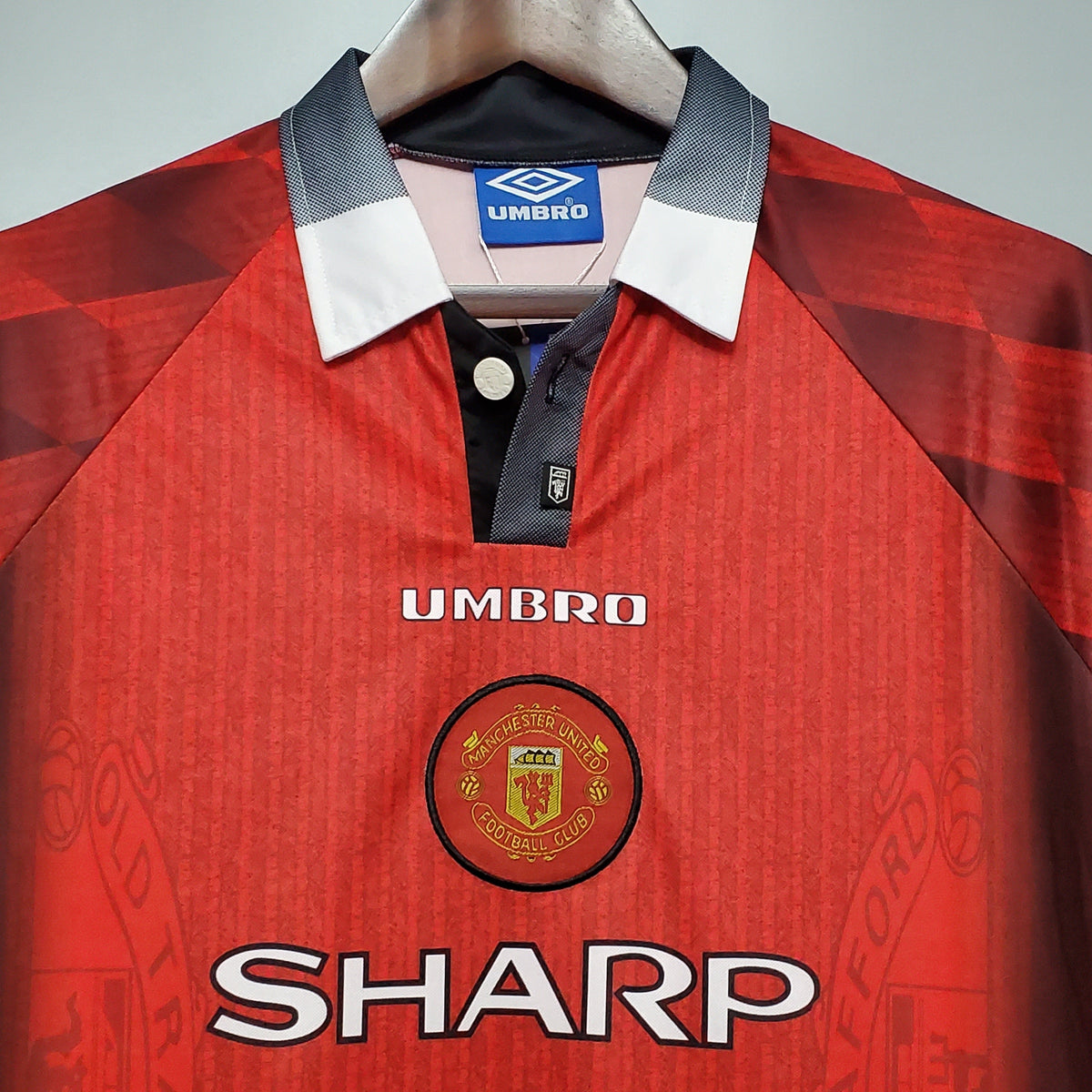 Camiseta Manchester United Local 1996 Hombre (Retro) Manga Larga - Versión Hincha