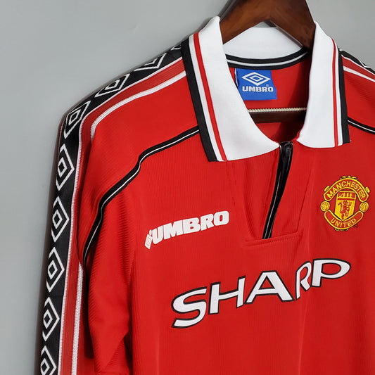 Camiseta Manchester United I 98/99 Hombre (Retro) Manga Larga - Versión Hincha
