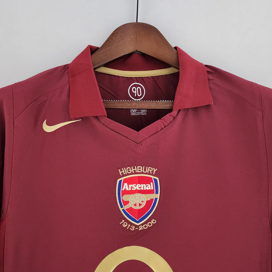 Camiseta Arsenal I 05/06 Hombre (Retro) Manga Larga - Versión Hincha