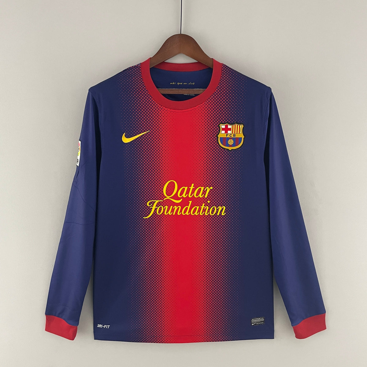 Camiseta Barcelona I 12/13 Hombre (Retro) Manga Larga - Versión Hincha