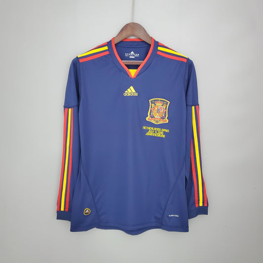 Camiseta España Mundial Local 2010 Hombre (Retro) Manga Larga - Versión Hincha