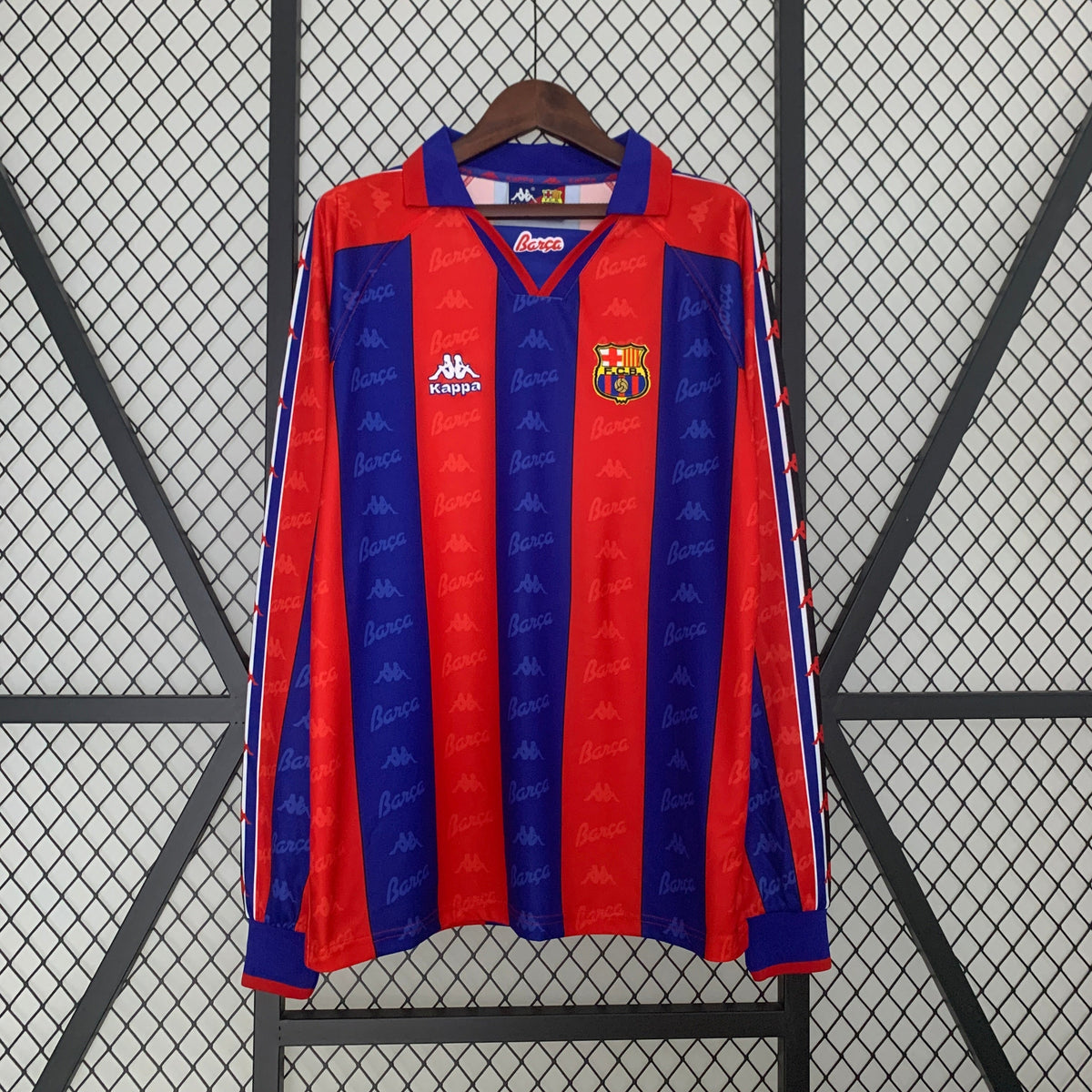Camiseta Barcelona I 96/97 Hombre (Retro) Manga Larga - Versión Hincha