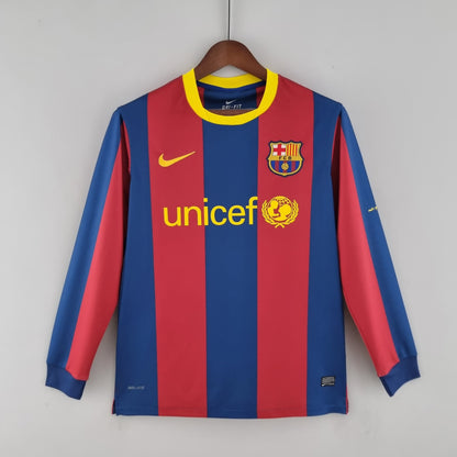 Camiseta Barcelona I 10/11 Hombre (Retro) Manga Larga - Versión Hincha