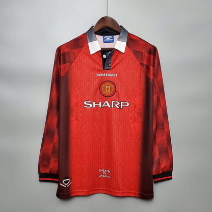 Camiseta Manchester United Local 1996 Hombre (Retro) Manga Larga - Versión Hincha