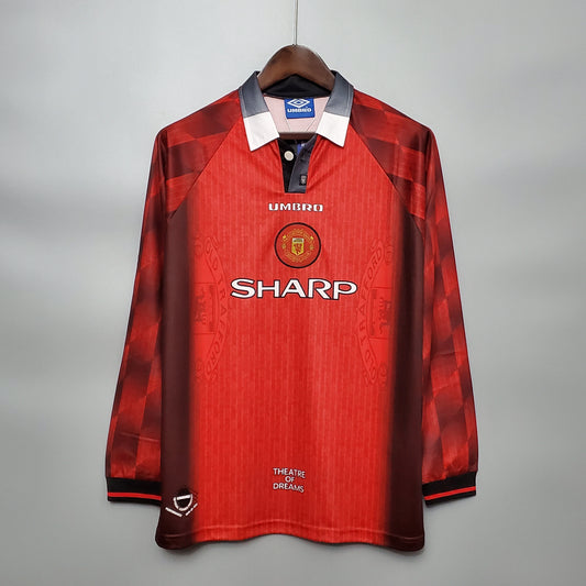 Camiseta Manchester United Local 1996 Hombre (Retro) Manga Larga - Versión Hincha