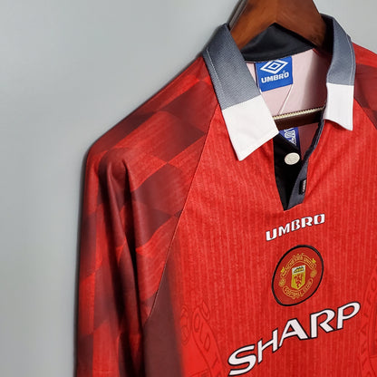 Camiseta Manchester United Local 1996 Hombre (Retro) Manga Larga - Versión Hincha
