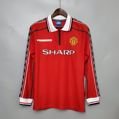 Camiseta Manchester United I 98/99 Hombre (Retro) Manga Larga - Versión Hincha