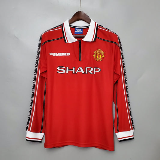 Camiseta Manchester United I 98/99 Hombre (Retro) Manga Larga - Versión Hincha