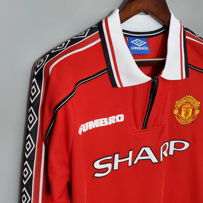 Camiseta Manchester United I 98/99 Hombre (Retro) Manga Larga - Versión Hincha