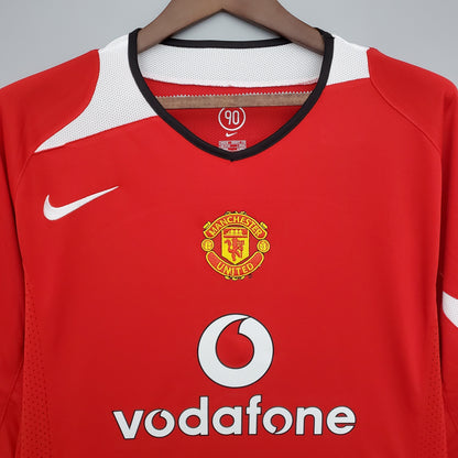 Camiseta Manchester United I 04/05 Hombre (Retro) Manga Larga - Versión Hincha