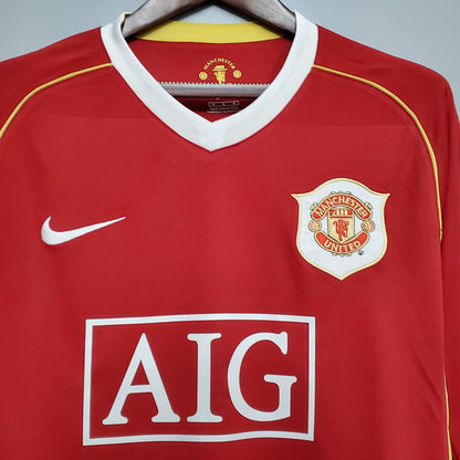 Camiseta Manchester United I 06/07 Hombre (Retro) Manga Larga - Versión Hincha