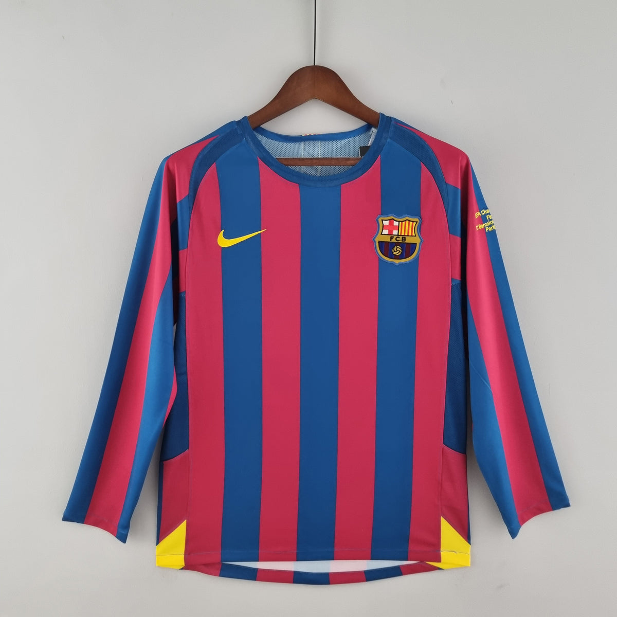 Camiseta Barcelona I 05/06 Hombre (Retro) Manga Larga - Versión Hincha