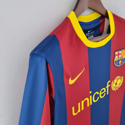 Camiseta Barcelona I 10/11 Hombre (Retro) Manga Larga - Versión Hincha