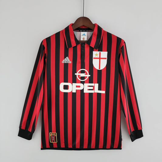 Camiseta Milan Xvi 99/00 Hombre (Retro) Manga Larga - Versión Hincha