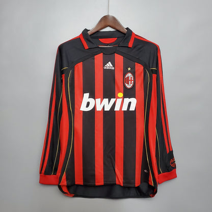 Camiseta Milan V 06/07 Hombre (Retro) Manga Larga - Versión Hincha