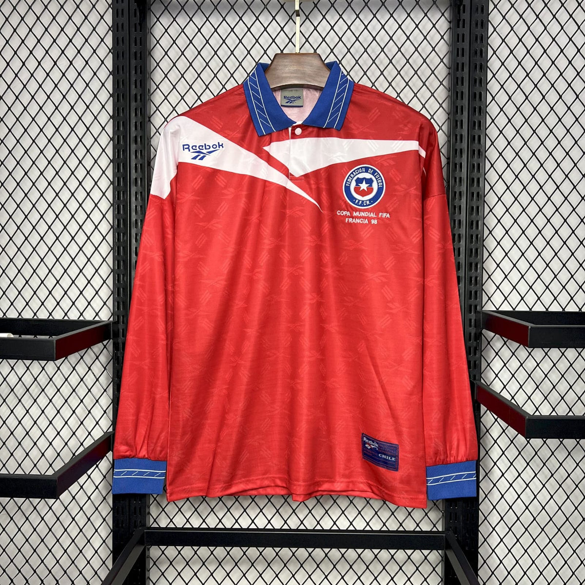 Camiseta Chile Local 1998 Hombre (Retro Manga Larga) - Versión Hincha