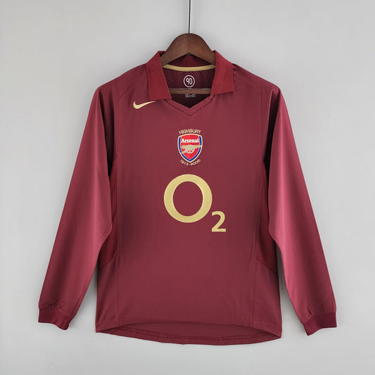 Camiseta Arsenal I 05/06 Hombre (Retro) Manga Larga - Versión Hincha