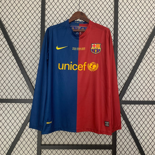Camiseta Barcelona I 08/09 Hombre (Retro) Manga Larga Especial Champhions - Versión Hincha